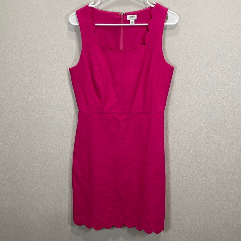 J crew cotton dress‎ hot pink sleeveless